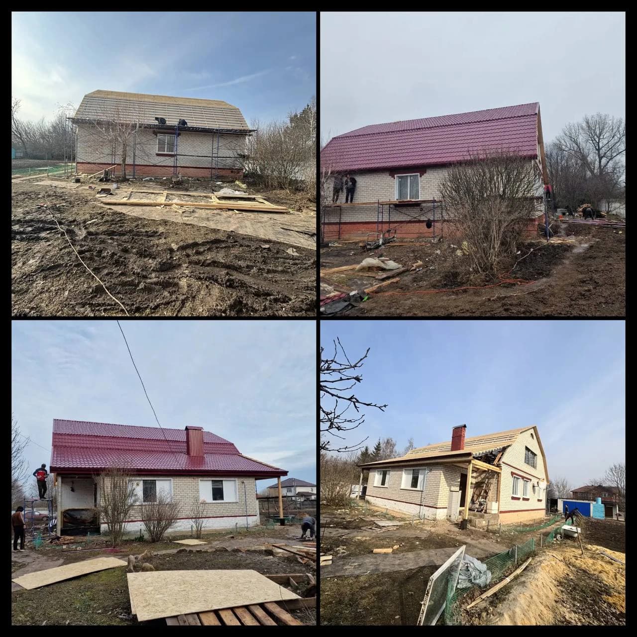 Этапы монтажа стропильной системы и нового покрытия